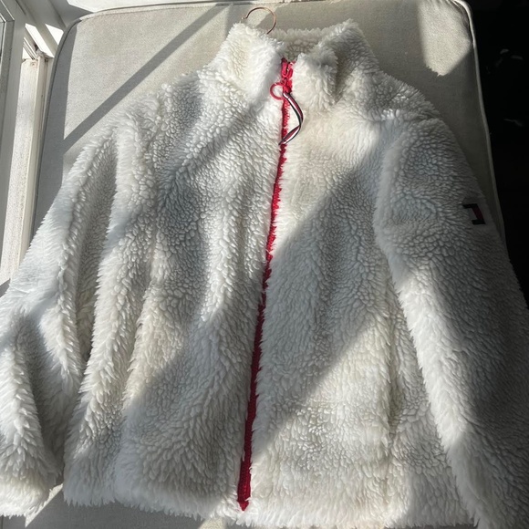Tommy Hilfiger USA White Sherpa Jacket Coat - Picture 1 of 4